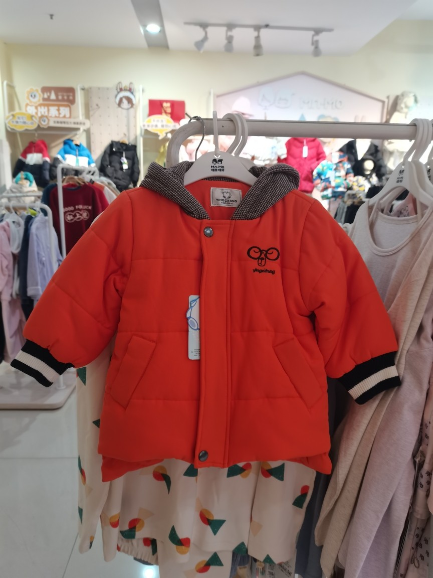 婴姿坊男童棉服秋冬夹棉加厚外套连帽保暖上衣休闲棉衣断码清仓