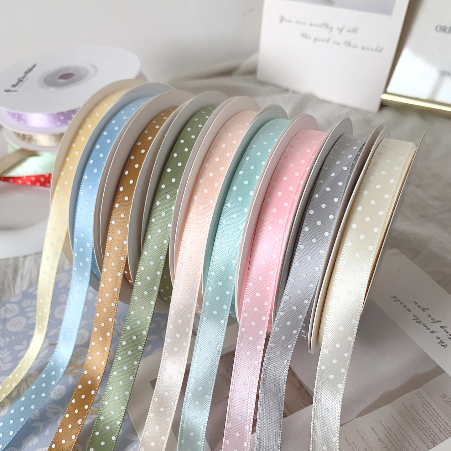 9mm波点带花束礼品包装丝带DIY手工材料蝴蝶结彩带布带缎带织带