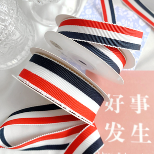 英伦风加厚红白蓝三色帽带织带涤纶diy鞋帽服装配饰缎带织带丝带