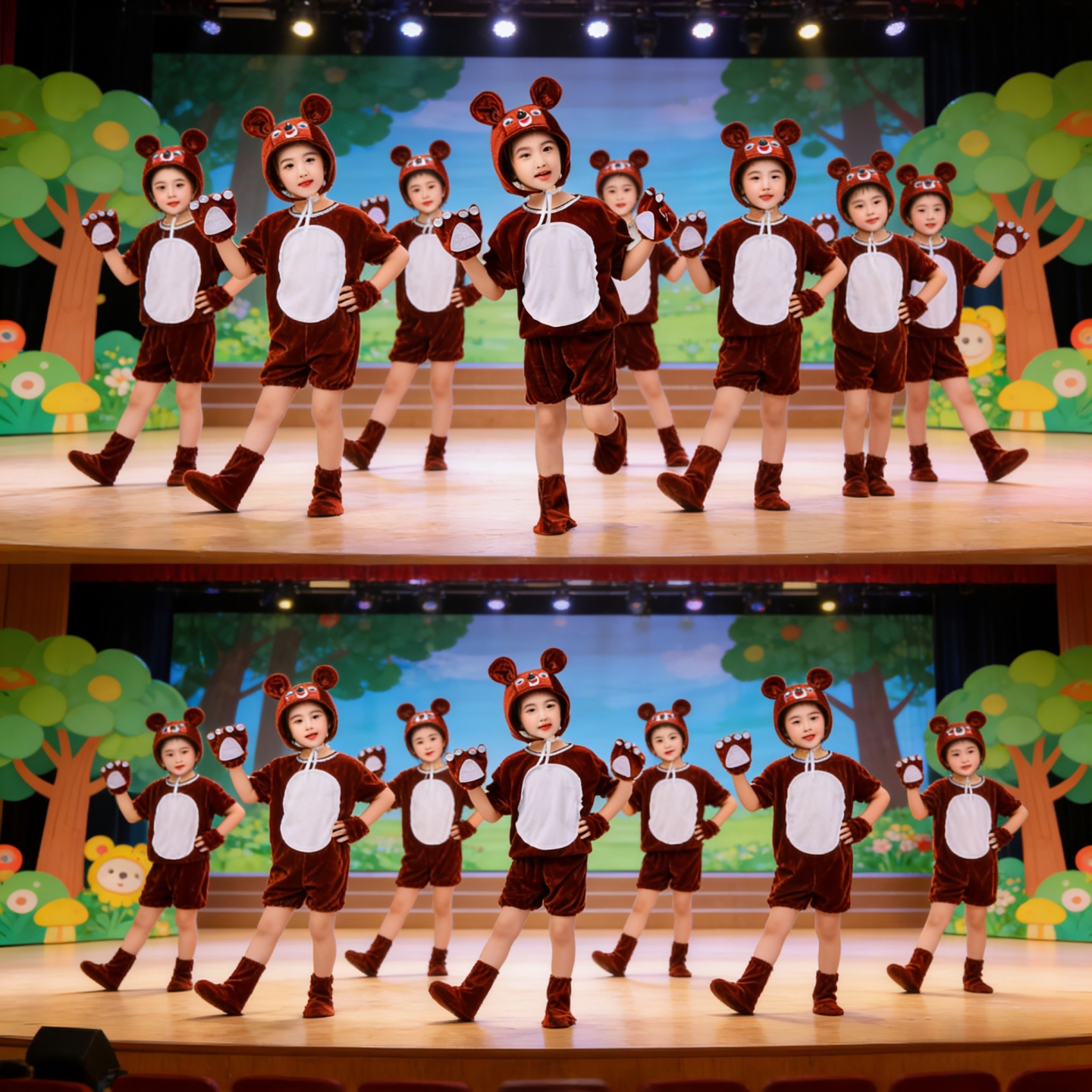 六一动物演出服儿童小熊表演服幼儿园动物造型服男女童棕熊舞蹈服