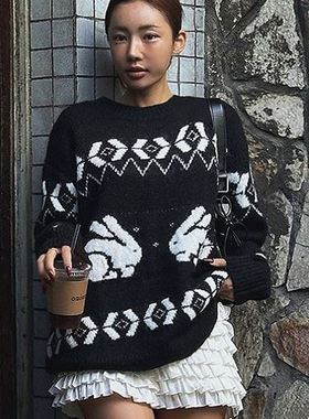 六1125韩国正品61715 针织衫区风格春季清新通勤端庄纯色时装正品