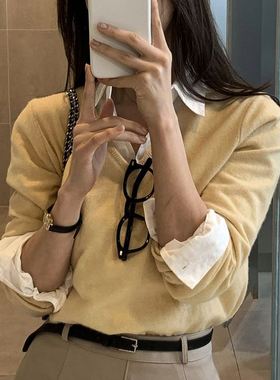 六1125韩国正品fin-leu-5404 针织衫区知性人气风格春季清新通勤