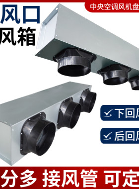 中央空调回风箱分风口静压风机盘管清华同方进风软连接铁皮方转圆