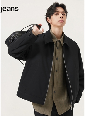 gxg.jeans男装 黑色基础宽松行政夹克翻领夹克外套男 25年秋新品