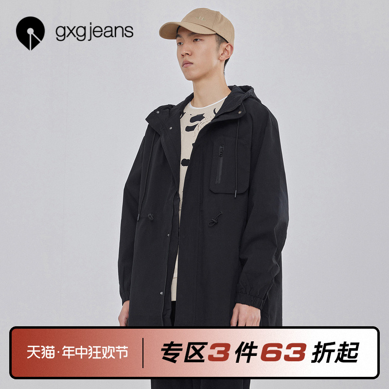 清仓gxg jeans男装2021春季新款风衣时尚工装风街头风外套男潮