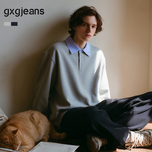 25年秋新品 宽松翻领卫衣男士 双色假两件简约时尚 gxg.jeans男装