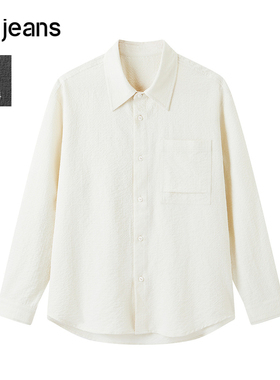 gxg.jeans男装  米白泡泡纱肌理简约休闲长袖衬衫外套男 25春秋款