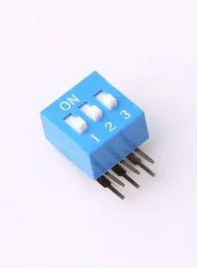 DT-03LT 2.54mm间距 3位 琴键式 90度弯插侧拨凸柄 蓝色 拨码开关