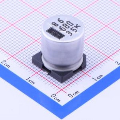 35CE680KX+D 贴片型铝电解电容 680uF ±20% 35V SMD,D12.5xL13.5