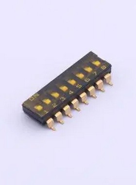 YDC08LS2 8位贴片低拨键贴膜,黑色2.54MM拨码开关 SMD,P=2.54mm