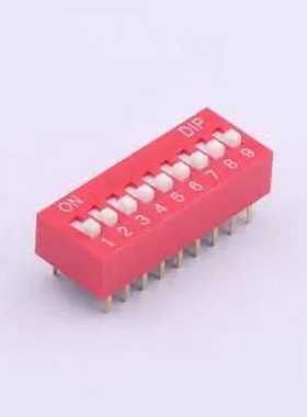 TA-09 拨码开关红色09P-180度9PIN间距2.54mm立式直插正拨平拨9位