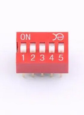DSWB05LHGET 2.54mm 红色宽体5位顶拨插件 插件,P=2.54mm 拨码开