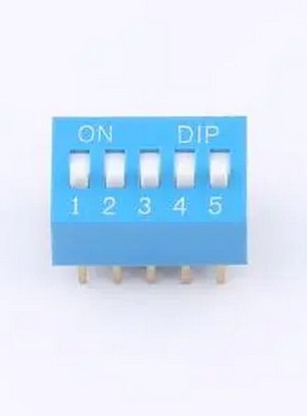 TA-05R 拨码开关蓝色05P-180度 间距2.54mm 立式直插正拨平拨5位D