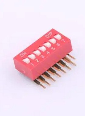 DA-07-R 拨码开关2.54mm间距,弯脚90度侧插 红色 7PIN/位 高推 插