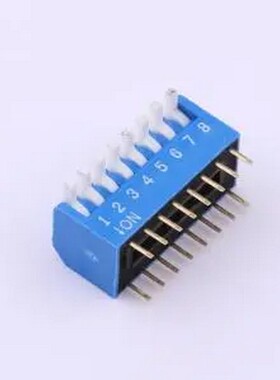 DP-8-B-T 2.54mm间距 8位 琴键式 直插侧拨 蓝色 拨码开关 插件,P