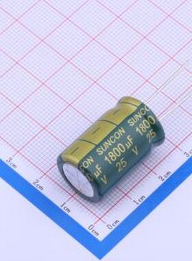 25ME1800AX 直插铝电解电容 1800uF ±20% 25V 插件,D16xL25mm