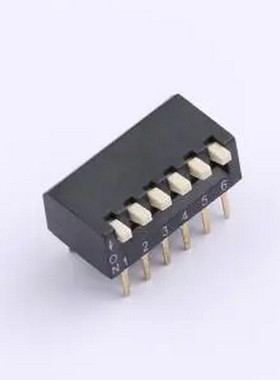 DSPV-06-LD-GET 2.54mm间距 6位 侧拨 DSPV黑色插件 拨码开关 插