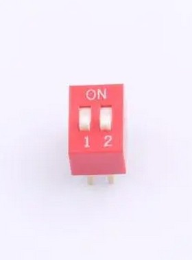 DS-02-R 拨码开关2.54mm间距,红色2PIN/位 立式直插平拨正拨高推