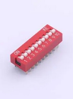 DSWB10LHGETR 2.54mm 宽体红色10位插件拨码开关 插件,P=2.54mm