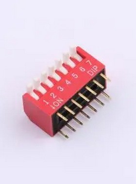 DSDP-07-R 琴键式拨码开关 2.54mm间距, 侧柄7PIN/位 红色侧拨 高