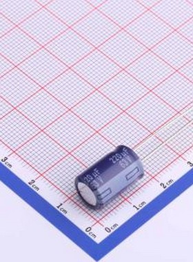 ECA1JM221 直插铝电解电容 220uF ±20% 63V 插件,D10xL16mm