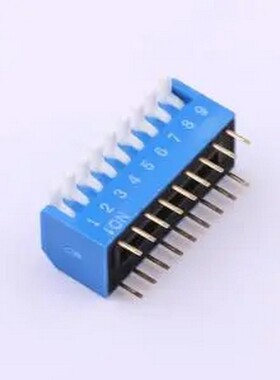 DP-9-B-T 2.54mm间距 9位 琴键式 直插侧拨 蓝色 拨码开关 插件,P