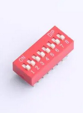 DR-08HT 2.54mm间距 8位 琴键式 直插平拨凸柄 红色 拨码开关 插