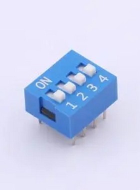 DS-04-B-T 蓝色平拨 4位 KE拨码开关 插件,P=2.54mm 拨码开关