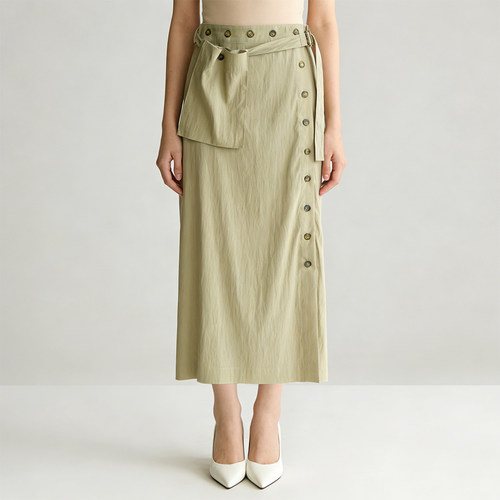 优雅气质一片式直筒中长半裙