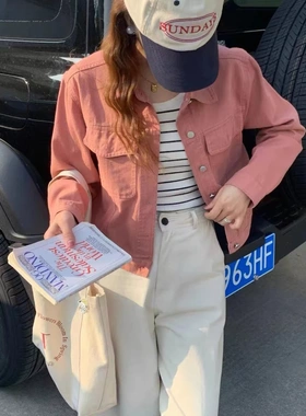 8812洋气减龄牛仔外套女春秋小个子休闲百搭设计感短款夹克上衣