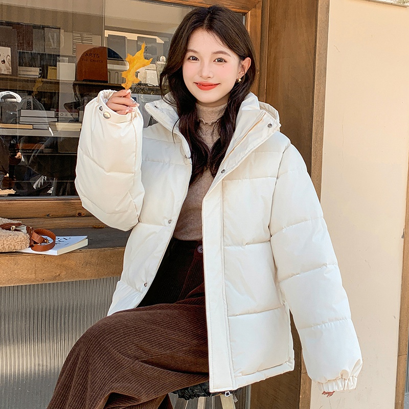 品牌羽绒服女中戏短款小个子2025新款宽松加厚鸭绒面包服冬外套