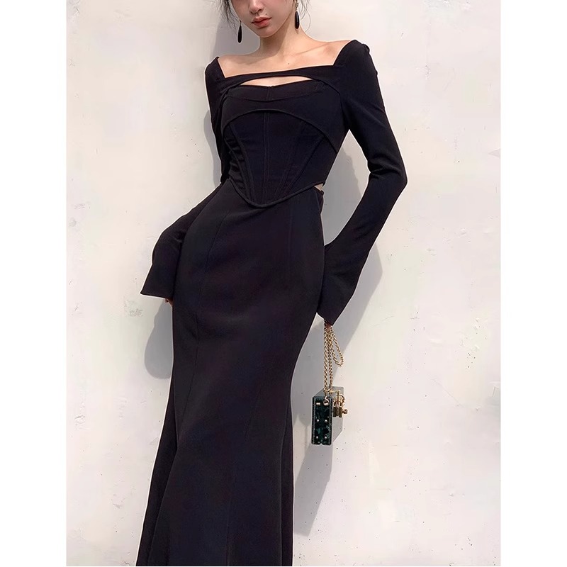 法式赫本风生日晚礼服轻奢高端小众宴会设计高级感黑色连衣裙秋冬