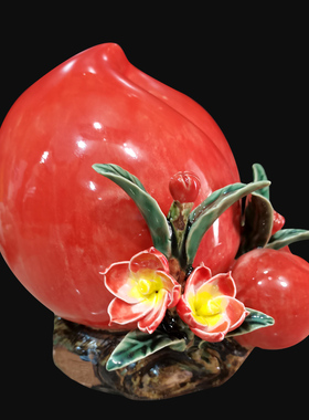 陶瓷生日礼品寿桃大号客厅摆件