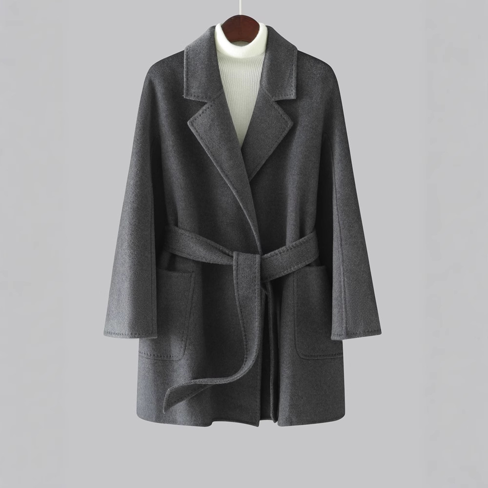 百分百纯羊绒大衣女双面羊绒韩版宽松10801小个子中长款毛呢外套