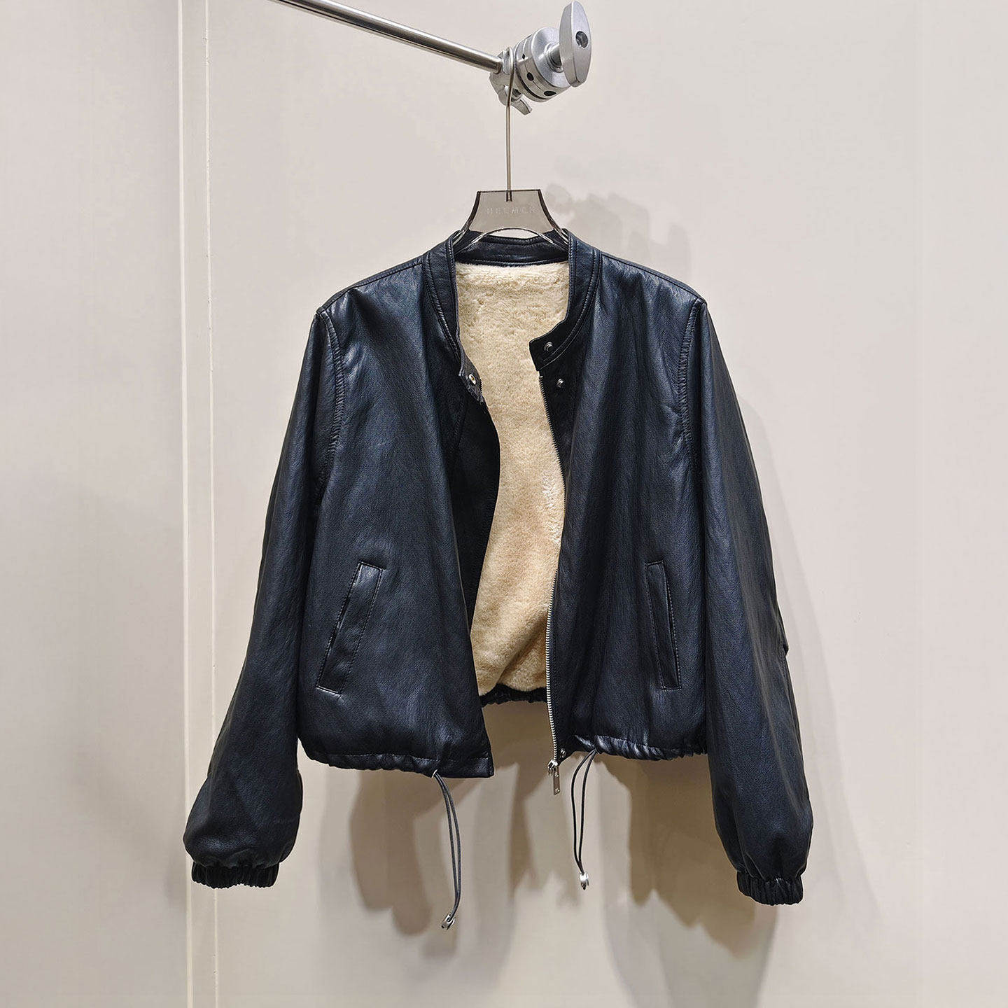 BBLY欧洲站小众HELMCH南油高端复古加绒加厚百搭外套立领短款皮衣,女装/女士精品,皮衣,淘宝优惠券,粉丝福利购,淘宝优惠卷