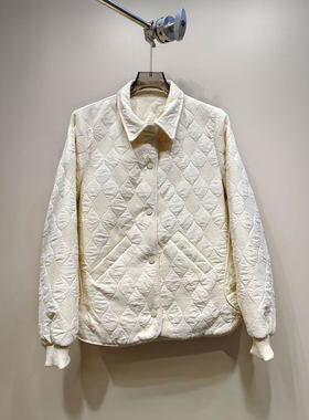 BBLY欧洲站小众HELMCH深圳南油菱形格拼接翻领夹克装单排扣外套女