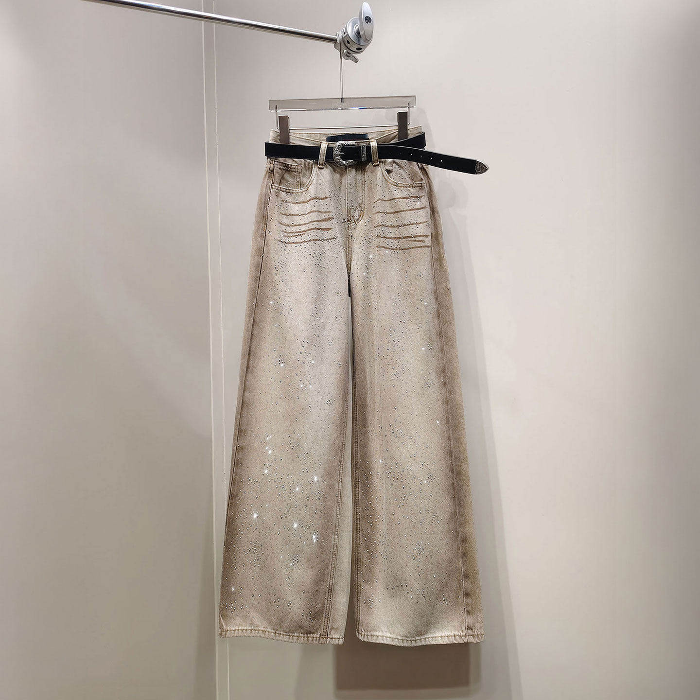 BBLY欧洲站小众HELMCH深圳南油早春高街阔腿长裤辣妹风烫钻牛裤女,女装/女士精品,牛仔裤,淘宝优惠券,粉丝福利购,淘宝优惠卷