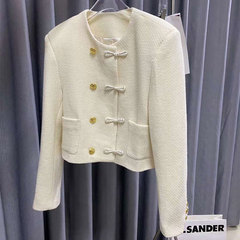 MRSSTETE小众设计气质短款西装上衣法式复古双排扣粗花呢外套女