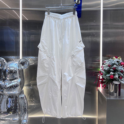 BBLY欧洲站小众BābyChìlling酷飒风薄款工装裤松紧高腰抽绳长裤