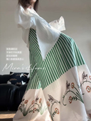 休闲裤 女大码 夏季 子裙裤 宽松百搭人造棉带双口袋大脚裤 棉绸裙裤