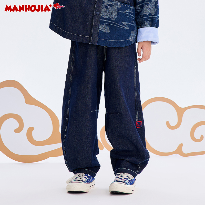 新中式卷云如意提花牛仔漫画家