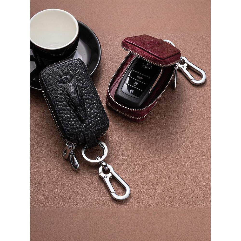 高档鳄鱼纹真皮钥匙包男士双层大容量汽车钥匙扣腰挂多功能锁匙包