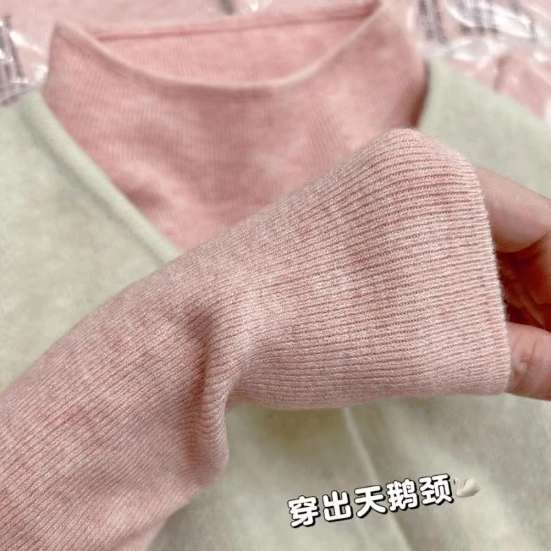 秋冬软糯粉嫩半高领针织打底衫