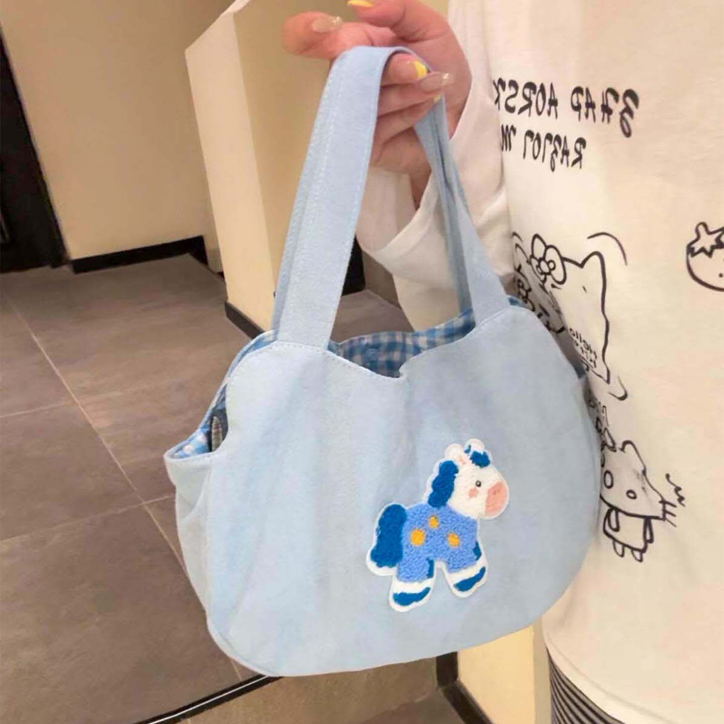 可爱小马大容量通勤帆布手提包