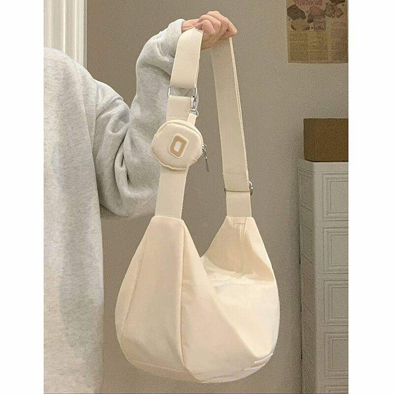 ins风大容量帆布包女夏森系休闲尼龙防水单肩包大学生上课斜挎包