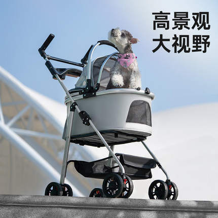 中大型犬宠物推车狗狗猫咪泰迪婴手推车外出小型宠物车轻便可折叠