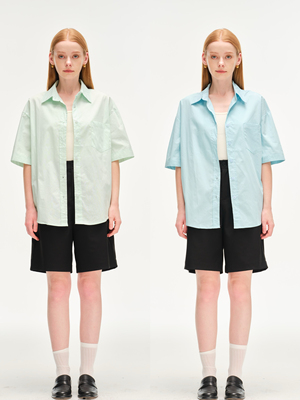 MOTOO自制夏款短袖衬衫宽松两色清新百搭休闲上衣