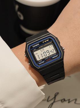 卡西欧(CASIO)手表 男女网红小方块复古考试手表 情侣手表F-91W-1