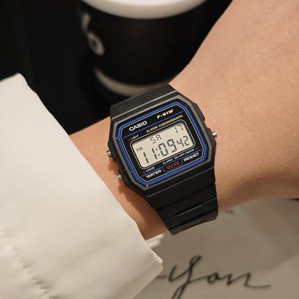 卡西欧(CASIO)手表 男女网红小方块复古考试手表 情侣手表F-91W-1