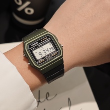 卡西欧(CASIO)学生电子复古男女方块表带日历闹钟防水夜光F-91WM